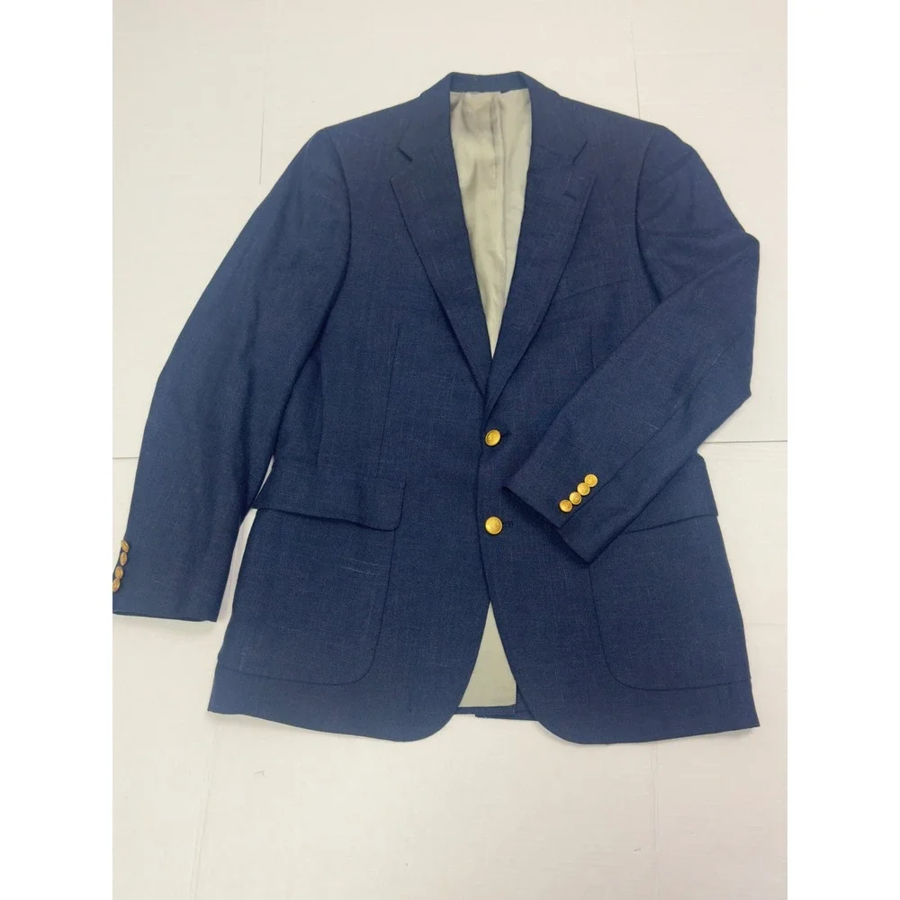 Chaps Ralph Lauren Blazer Mens Navy Blue Gold Button Sport Coat USA Made